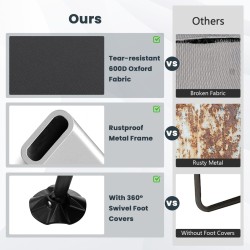 Taitettava harmaa retkisänky irrotettavalla patjalla ulkokäyttöön