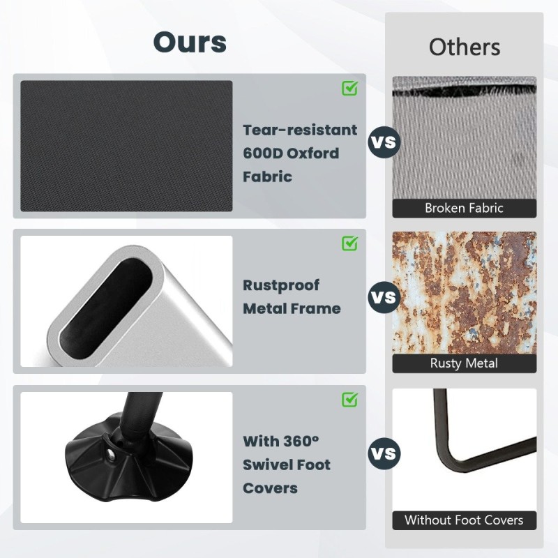 Taitettava harmaa retkisänky irrotettavalla patjalla ulkokäyttöön