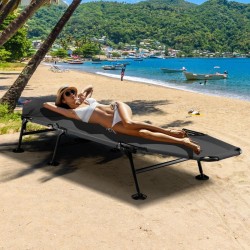 Taitettava harmaa retkisänky irrotettavalla patjalla ulkokäyttöön