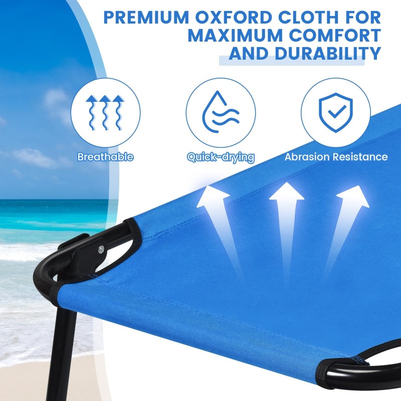 Kokoontaitettava sininen retkisänky, kestävä ja kevyt