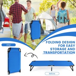 Kokoontaitettava sininen retkisänky, kestävä ja kevyt