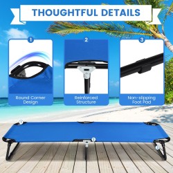 Kokoontaitettava sininen retkisänky, kestävä ja kevyt