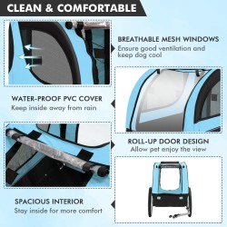 Sininen pyöräkärry lemmikeille, kestävä ja turvallinen 40 kg asti