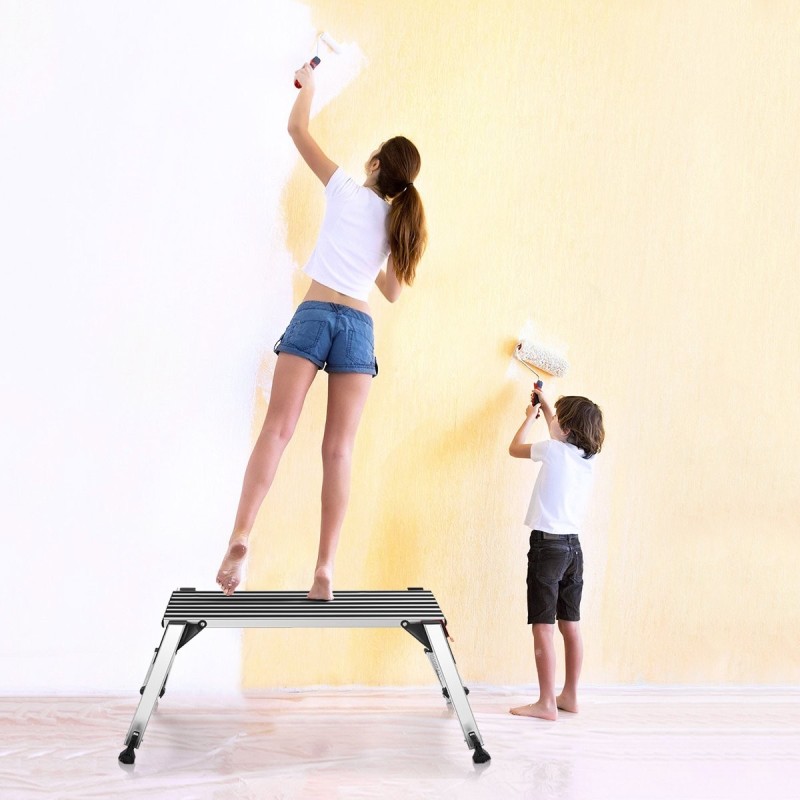 Alumiininen taitettava työtaso liukumattomalla pinnalla hopea