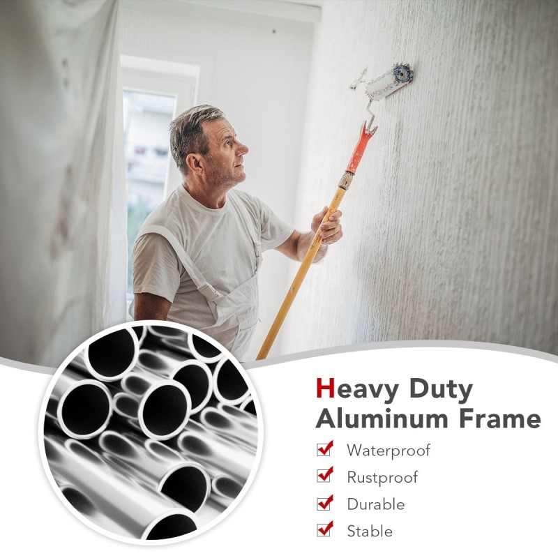 Alumiininen taitettava työtaso liukumattomalla pinnalla hopea