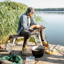 Alumiininen taitettava työtaso liukumattomalla pinnalla hopea
