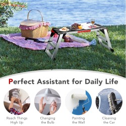 Alumiininen taitettava työtaso liukumattomalla pinnalla hopea