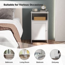 Valkoinen kylpyhuoneen lattiakaappi säädettävällä hyllyllä