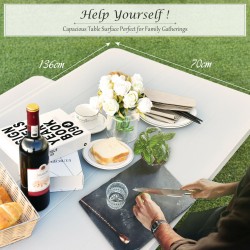 Valkoinen säänkestävä piknikpöytäsetti metallirungolla ulkokäyttöön