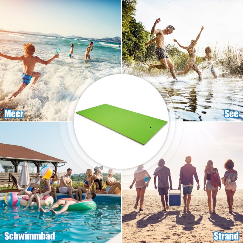 Kelluva vihreä XPE-vesimatto 355x183 cm kesähauskaan