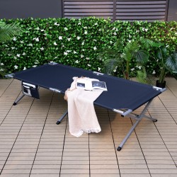 Sininen kokoontaitettava retkisänky 214,5x106 cm kantolaukulla