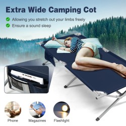 Sininen kokoontaitettava retkisänky 214,5x106 cm kantolaukulla