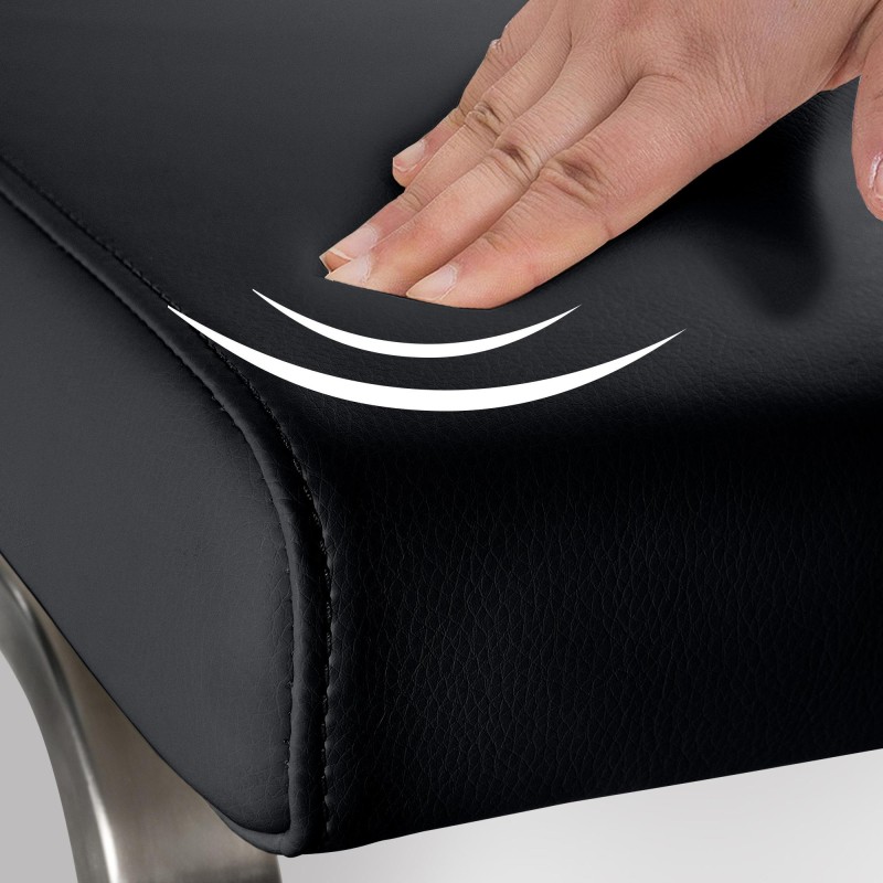 Moderni keinonahkainen ruokatuoli ergonomisella selkänojalla ja teräsrungolla