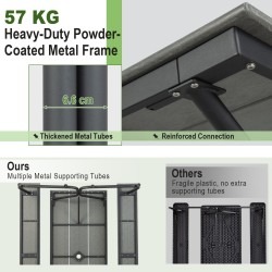 Harmaa ulkokäyttöön piknikpöytäsetti 6-8 hengelle