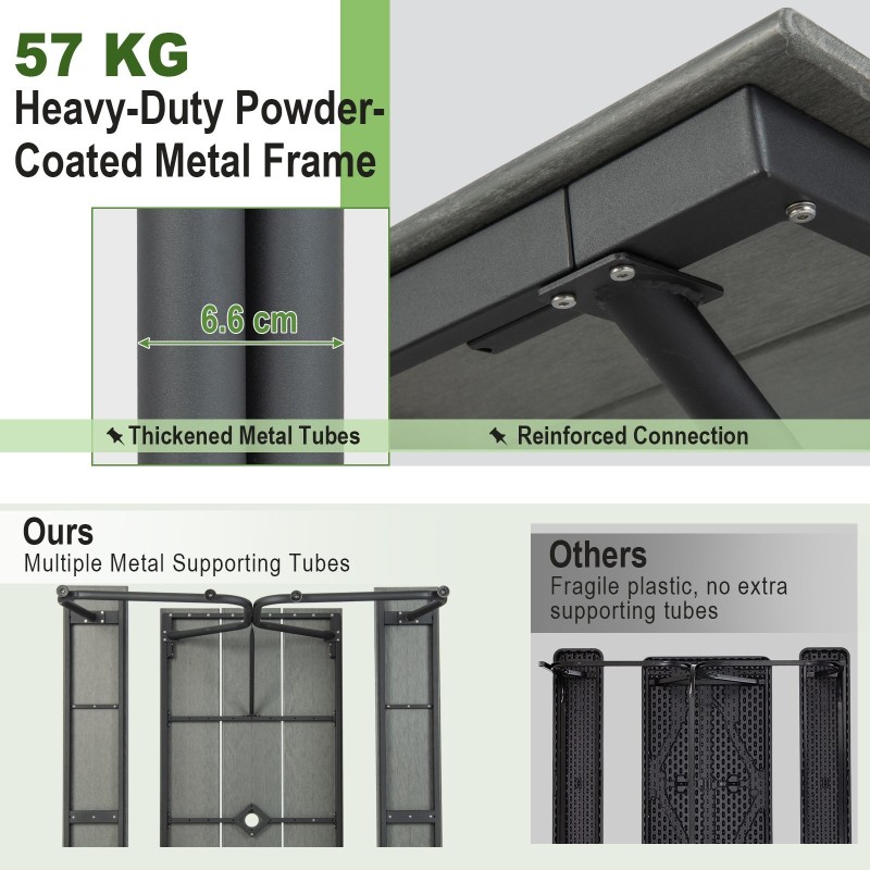 Harmaa ulkokäyttöön piknikpöytäsetti 6-8 hengelle