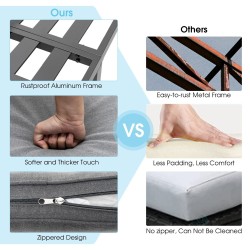 3-osainen alumiininen patio-sohvasetti, säädettävä selkänoja, harmaa