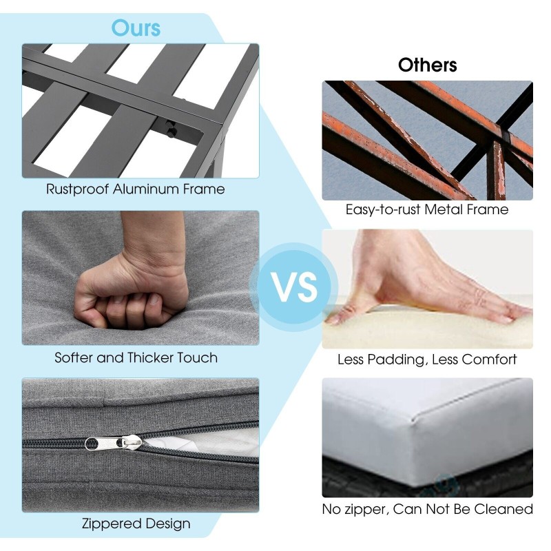 3-osainen alumiininen patio-sohvasetti, säädettävä selkänoja, harmaa