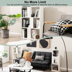 2-osainen valkoinen 3-tasoinen puinen kirjahyllysetti