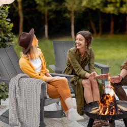 Adirondack-keinutuoli ulkokäyttöön, harmaa, säänkestävä HDPE-materiaali