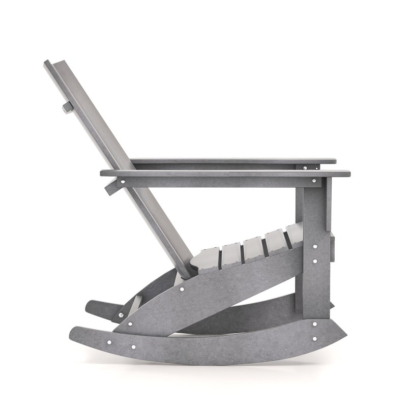 Adirondack-keinutuoli ulkokäyttöön, harmaa, säänkestävä HDPE-materiaali