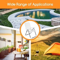 Säädettävä valkoinen taitettava lepotuoli 7-asentoinen ulkokäyttöön Säädettävä valkoinen taitettava lepotuoli 7-asentoinen ulkokäyttöön