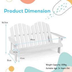 Kahden istuttava valkoinen kuusipuu adirondack-loveseat ulkokäyttöön