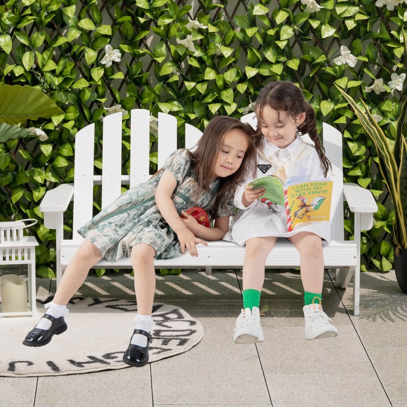 Kahden istuttava valkoinen kuusipuu adirondack-loveseat ulkokäyttöön