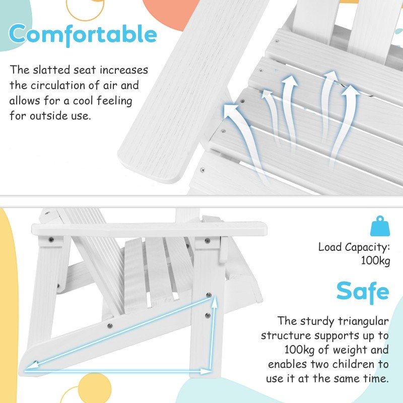 Kahden istuttava valkoinen kuusipuu adirondack-loveseat ulkokäyttöön