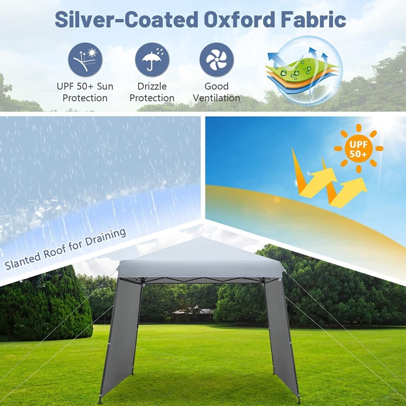 Pop-up-paviljonki 3x3m harmaa, säädettävä ja kannettava