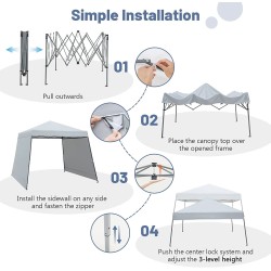 Pop-up-paviljonki 3x3m harmaa, säädettävä ja kannettava