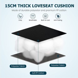 Musta pehmeä penkkityyny ulko- ja sisäkäyttöön 132x49 cm