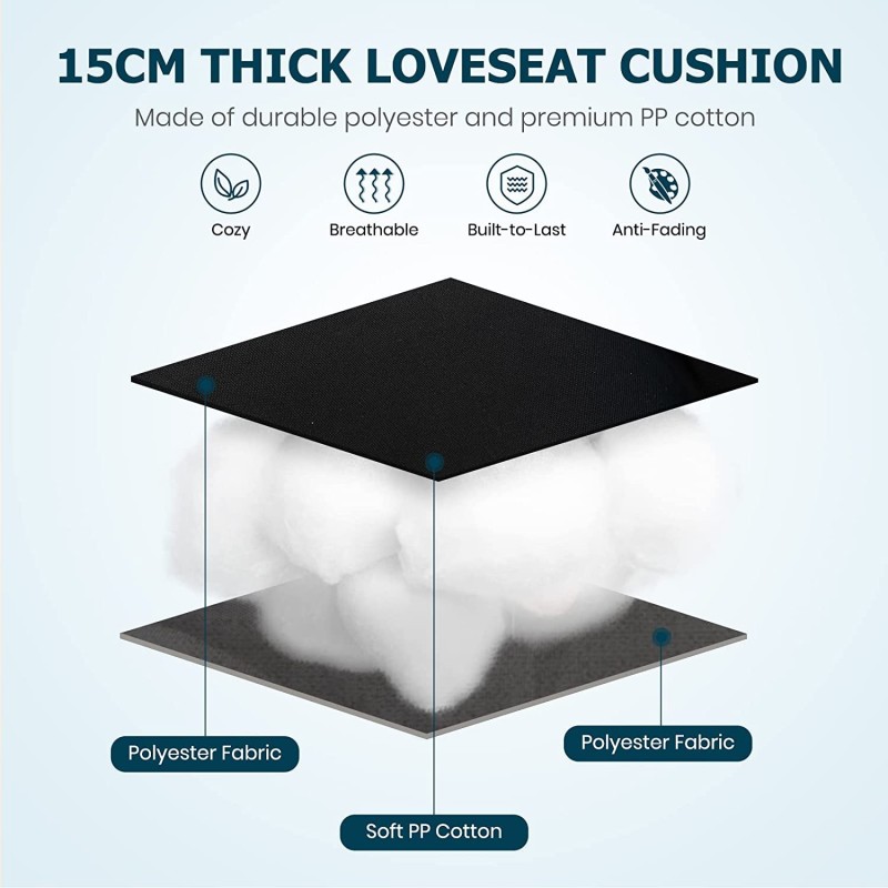 Musta pehmeä penkkityyny ulko- ja sisäkäyttöön 132x49 cm