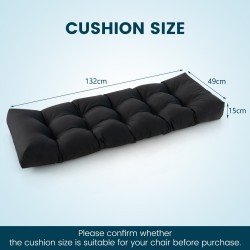 Musta pehmeä penkkityyny ulko- ja sisäkäyttöön 132x49 cm