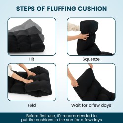 Musta pehmeä penkkityyny ulko- ja sisäkäyttöön 132x49 cm