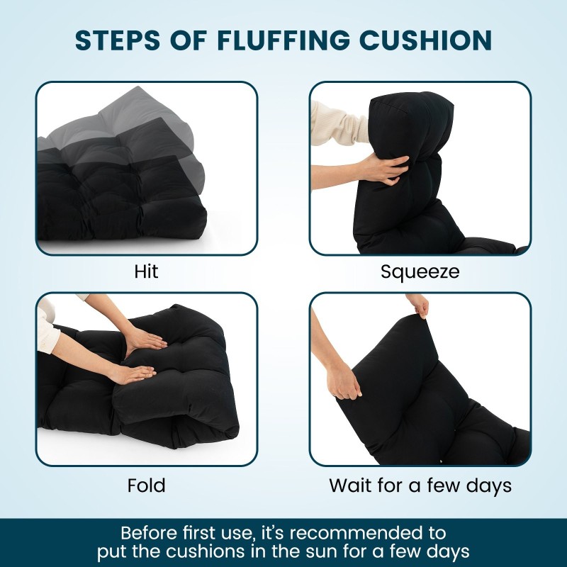 Musta pehmeä penkkityyny ulko- ja sisäkäyttöön 132x49 cm