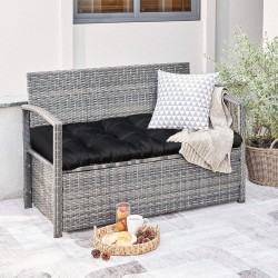 Musta pehmeä penkkityyny ulko- ja sisäkäyttöön 132x49 cm