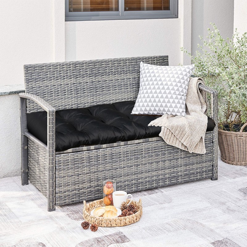 Musta pehmeä penkkityyny ulko- ja sisäkäyttöön 132x49 cm