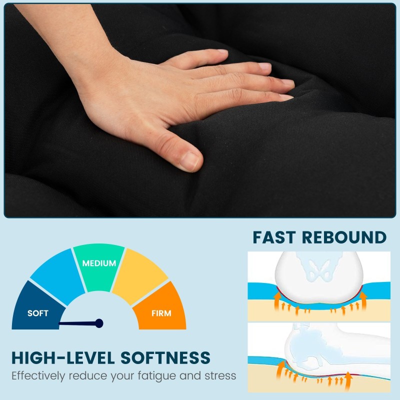 Musta pehmeä penkkityyny ulko- ja sisäkäyttöön 132x49 cm