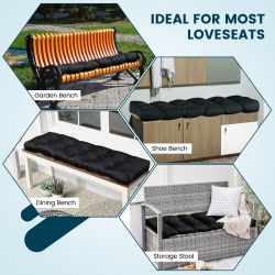 Musta pehmeä penkkityyny ulko- ja sisäkäyttöön 132x49 cm