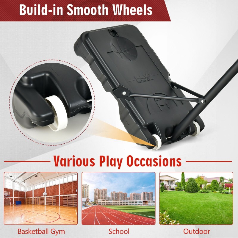 Säädettävä lasten koripallokori ulkokäyttöön, musta