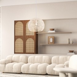 Retro riippuvalaisin käsinkudottu paperi beige säädettävä korkeudella