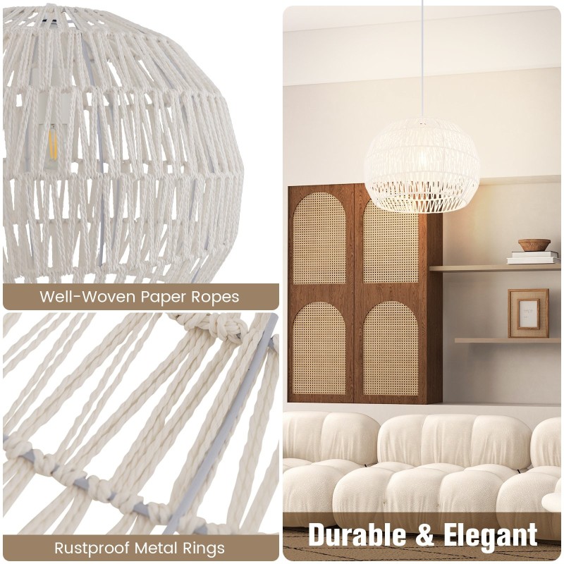Retro riippuvalaisin käsinkudottu paperi beige säädettävä korkeudella