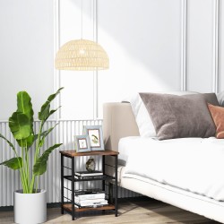 Beige käsin kudottu paperinen riippuvalaisin säädettävällä köydellä