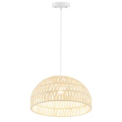 Beige käsin kudottu paperinen riippuvalaisin säädettävällä köydellä