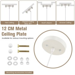 Beige käsin kudottu paperinen riippuvalaisin säädettävällä köydellä