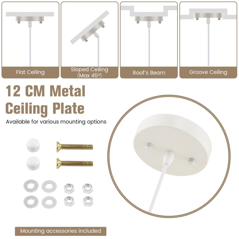 Beige käsin kudottu paperinen riippuvalaisin säädettävällä köydellä