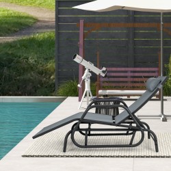 Ulkokeinu- ja lepotuoli tyynyllä ja käsinojilla - harmaa