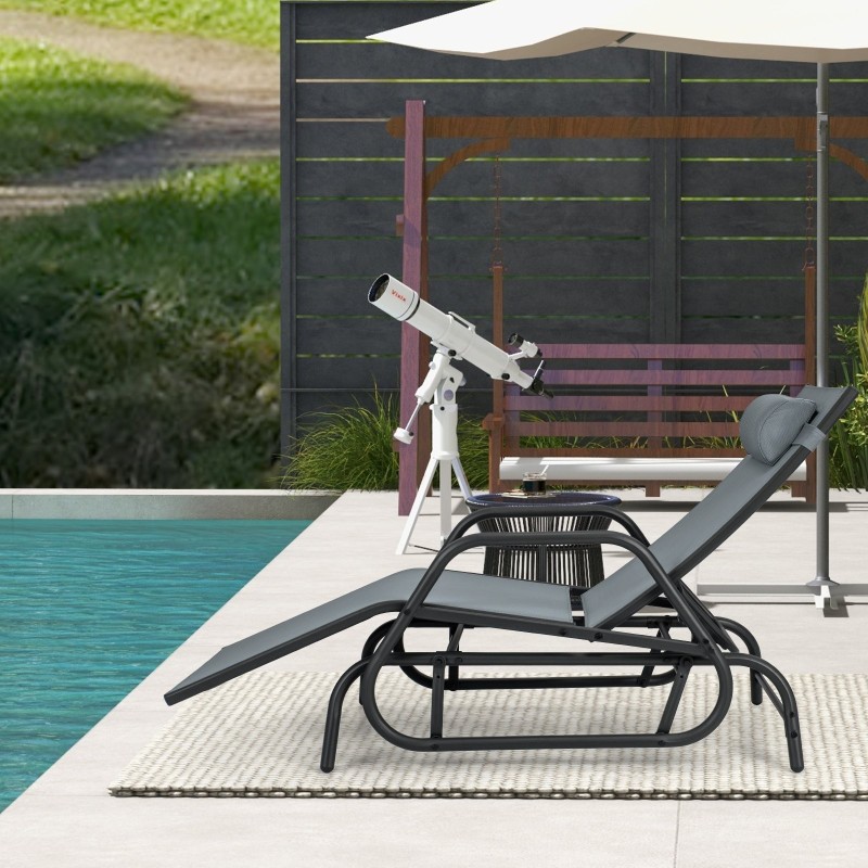 Ulkokeinu- ja lepotuoli tyynyllä ja käsinojilla - harmaa