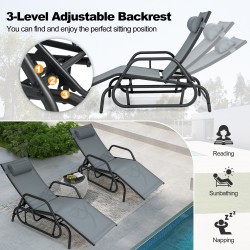 Ulkokeinu- ja lepotuoli tyynyllä ja käsinojilla - harmaa