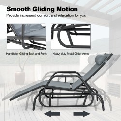 Ulkokeinu- ja lepotuoli tyynyllä ja käsinojilla - harmaa